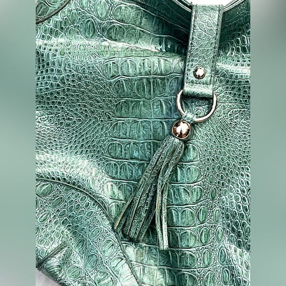 Sag Harbor Teal Crocodile-Embossed Women's Bag Purse - Picture 2 of 14